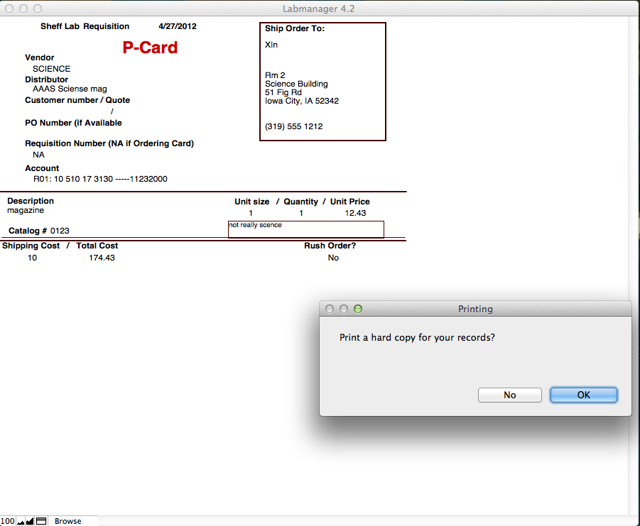 Print the form